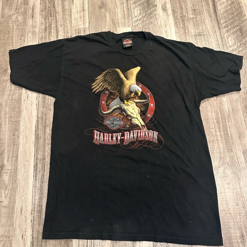 Harley-Davidson Black Tee with Orange Logo Trim
